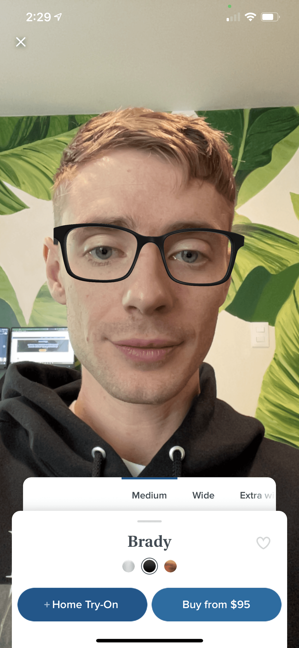 Warby Parker virtual try-on app