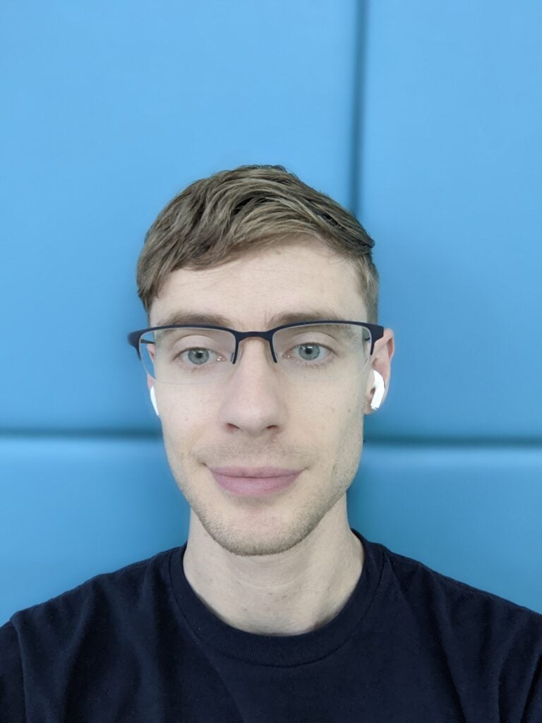 Michael wearing Warby Parker glasses